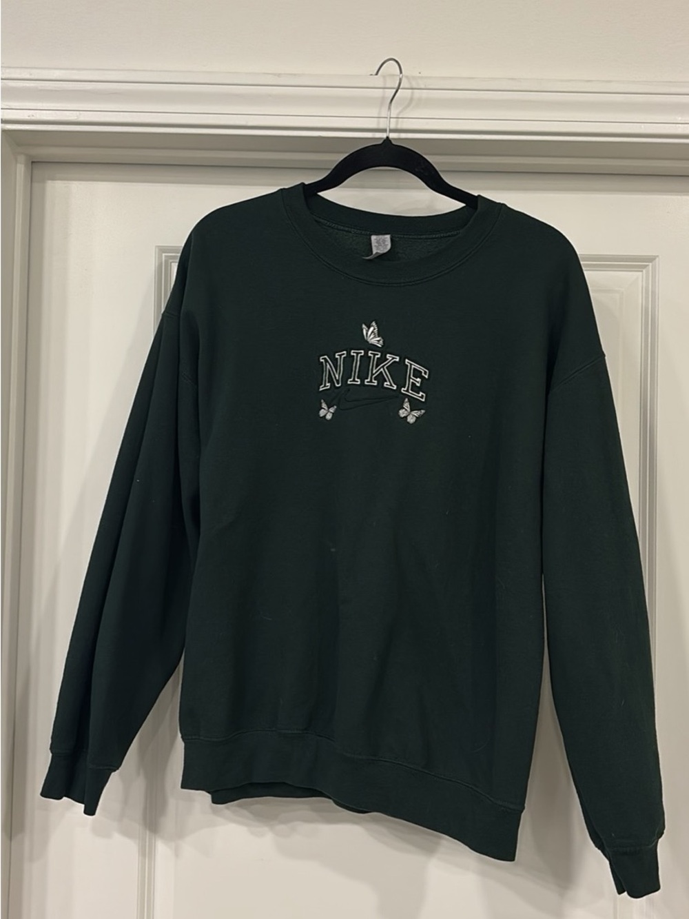 Nike Deep Forest Green Crewneck Sweatshirt with Embroidered Logo